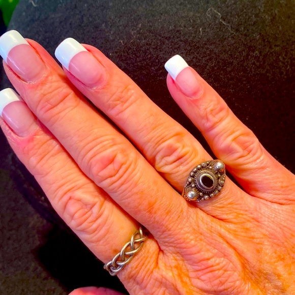 VINTAGE STERLING SILVER BLACK ONYX RING‼️ - Picture 10 of 10